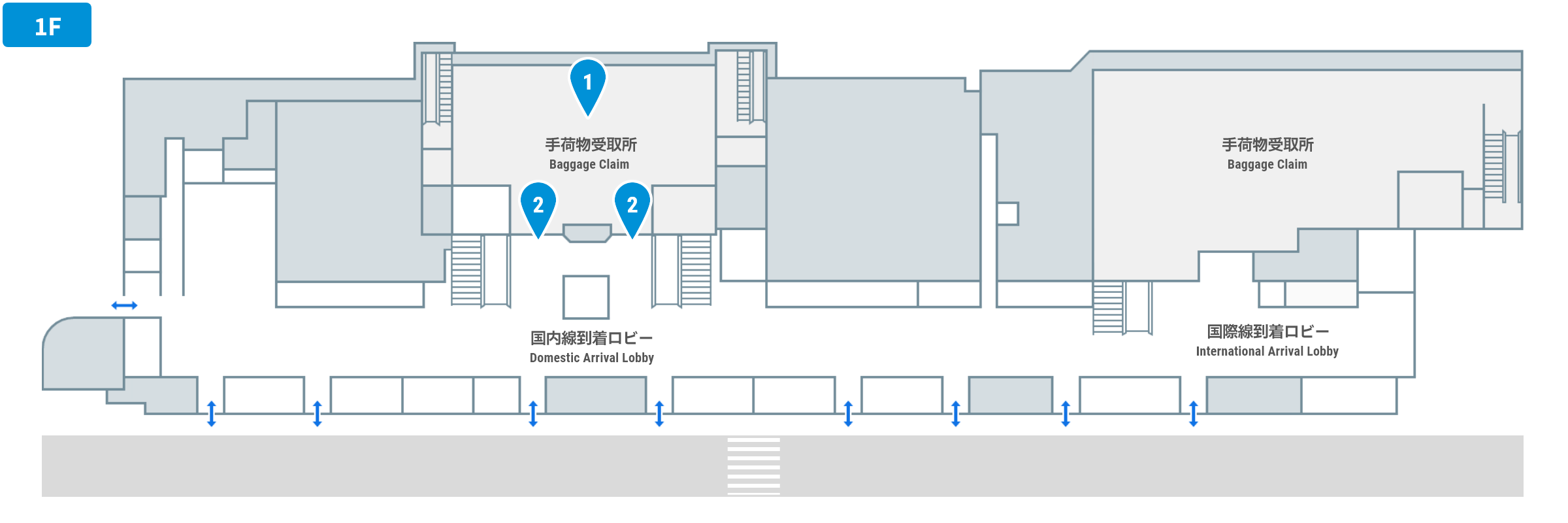 国内線到着時のフロアガイド