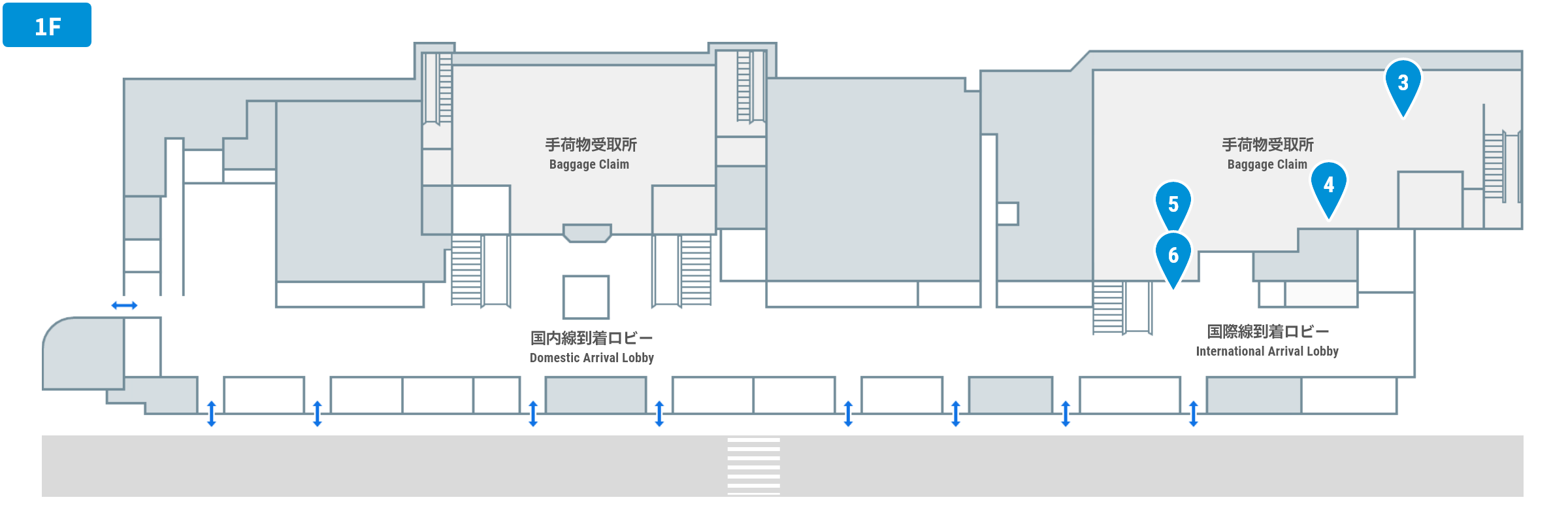 国際線到着時のフロアガイド