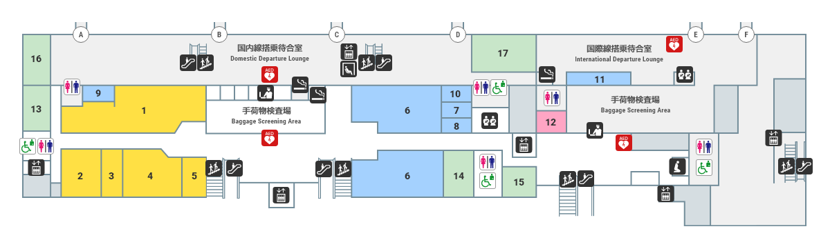 2階 出発ロビー・グルメゾーン・ショッピングゾーン