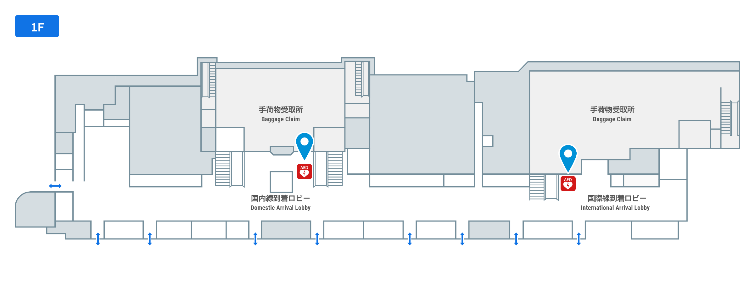 AEDの1階のフロアガイド