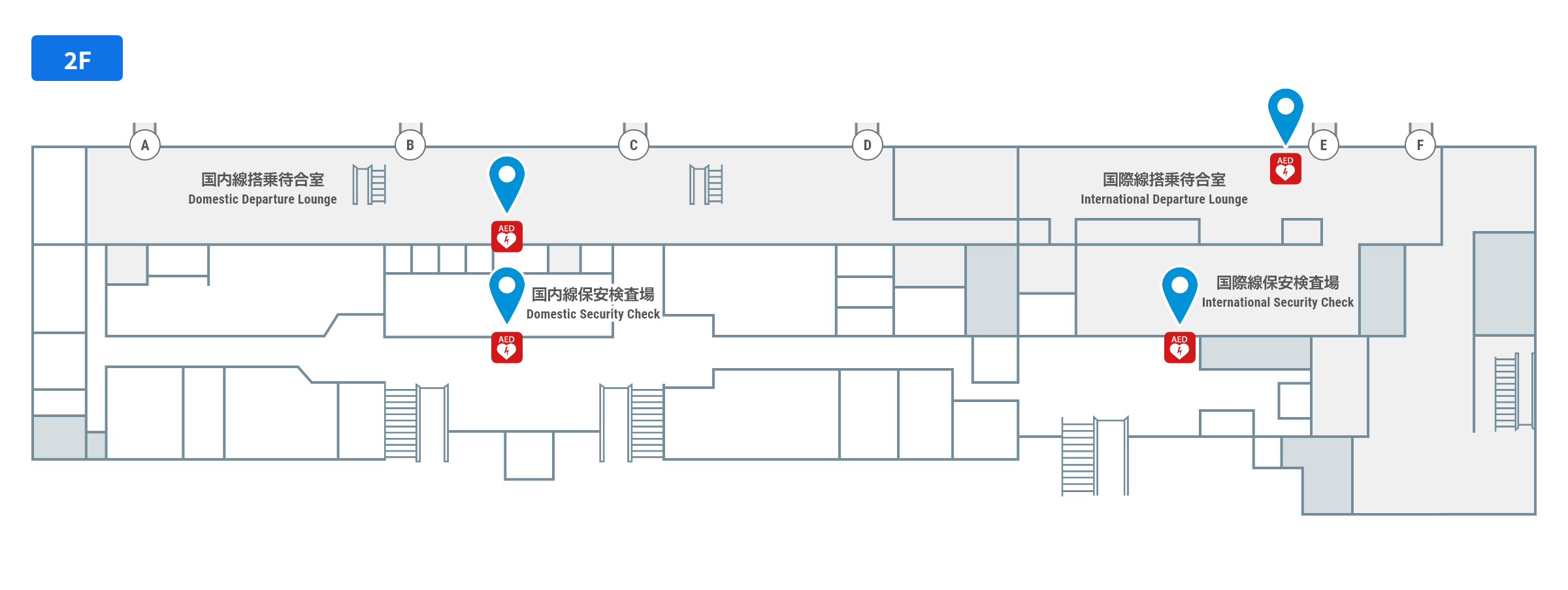 AEDの2階のフロアガイド
