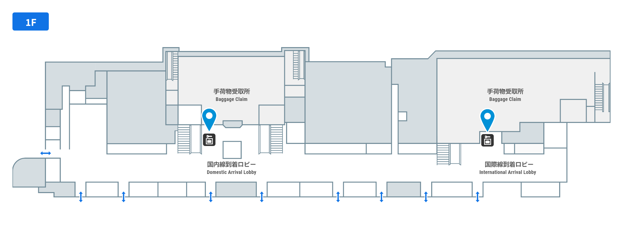 コインロッカーのフロアガイド