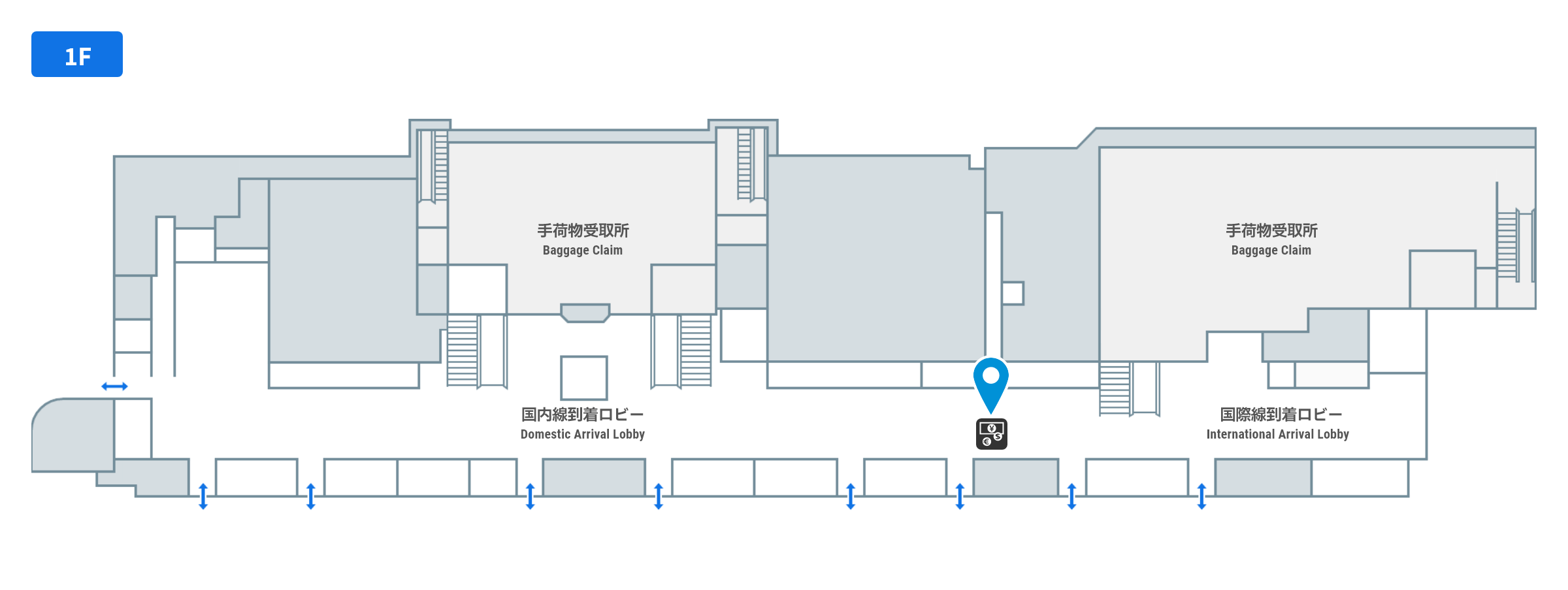 外貨自動両替機のフロアガイド