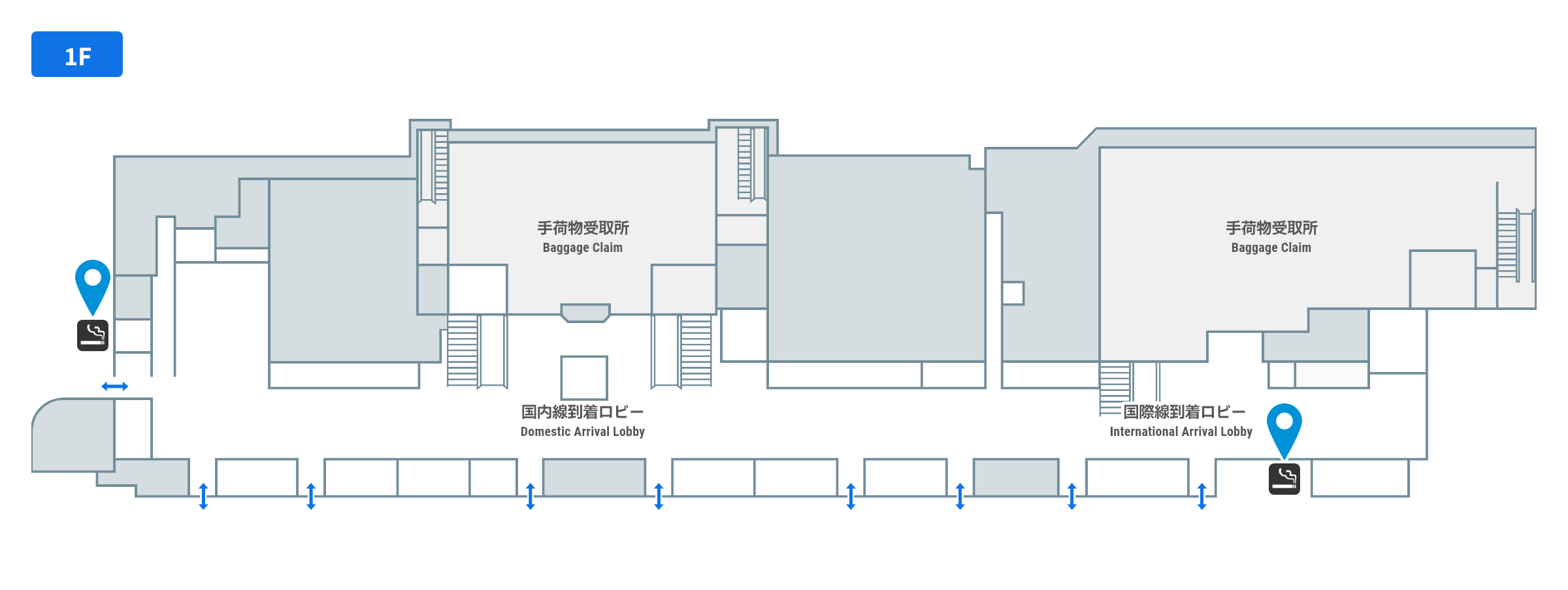 喫煙所の1階のフロアガイド